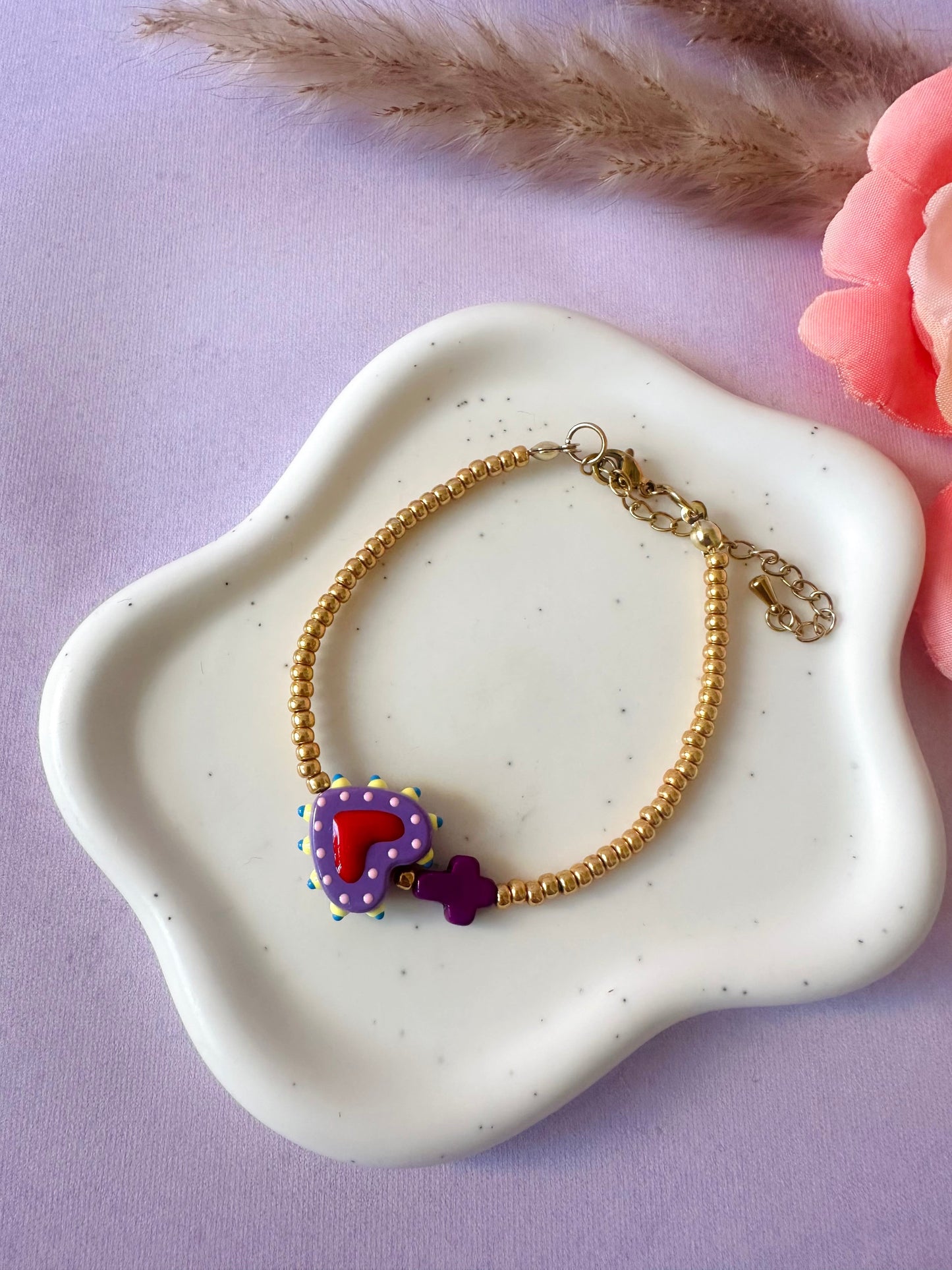 Bracelet petit cœur ELROSE - Camilmari Bijoux - Violet