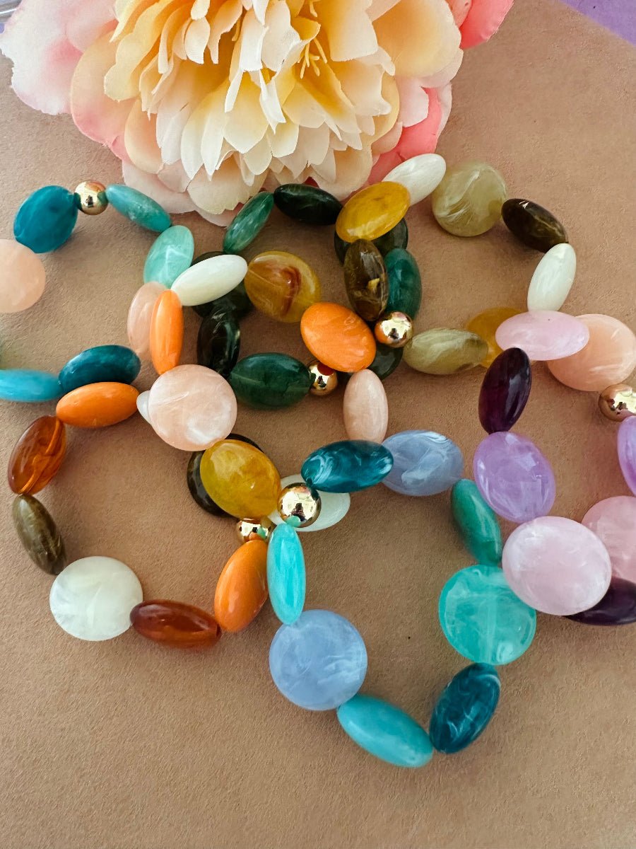 Bracelet SIENNA multicolore – Bracelet de perles fantaisie fait main - Camilmari Bijoux - Coloris sur mesure