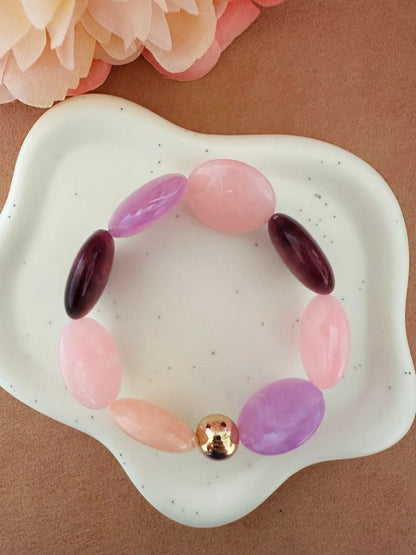 Bracelet SIENNA multicolore – Bracelet de perles fantaisie fait main - Camilmari Bijoux - Rose Aurore