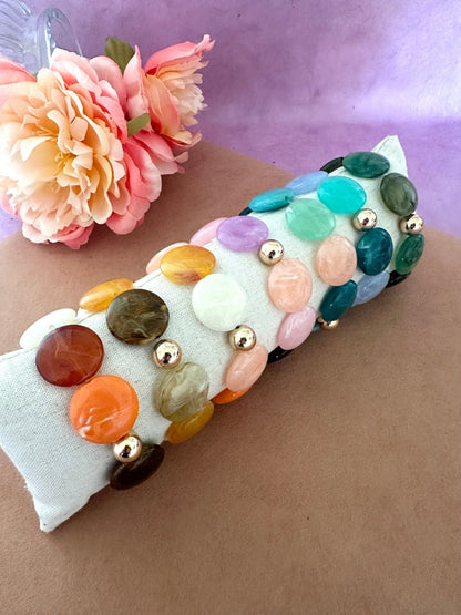 Bracelet SIENNA multicolore – Bracelet de perles fantaisie fait main - Camilmari Bijoux - Coucher Céleste