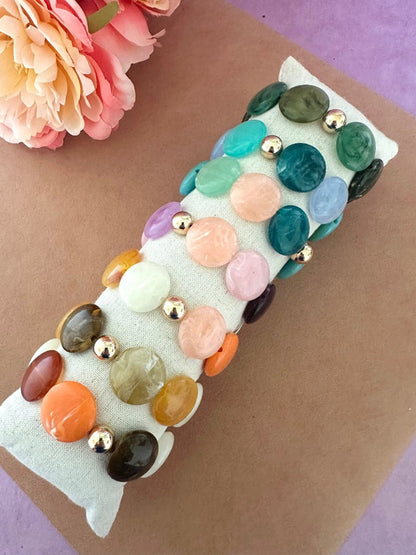 Bracelet SIENNA multicolore – Bracelet de perles fantaisie fait main - Camilmari Bijoux - Coucher Céleste