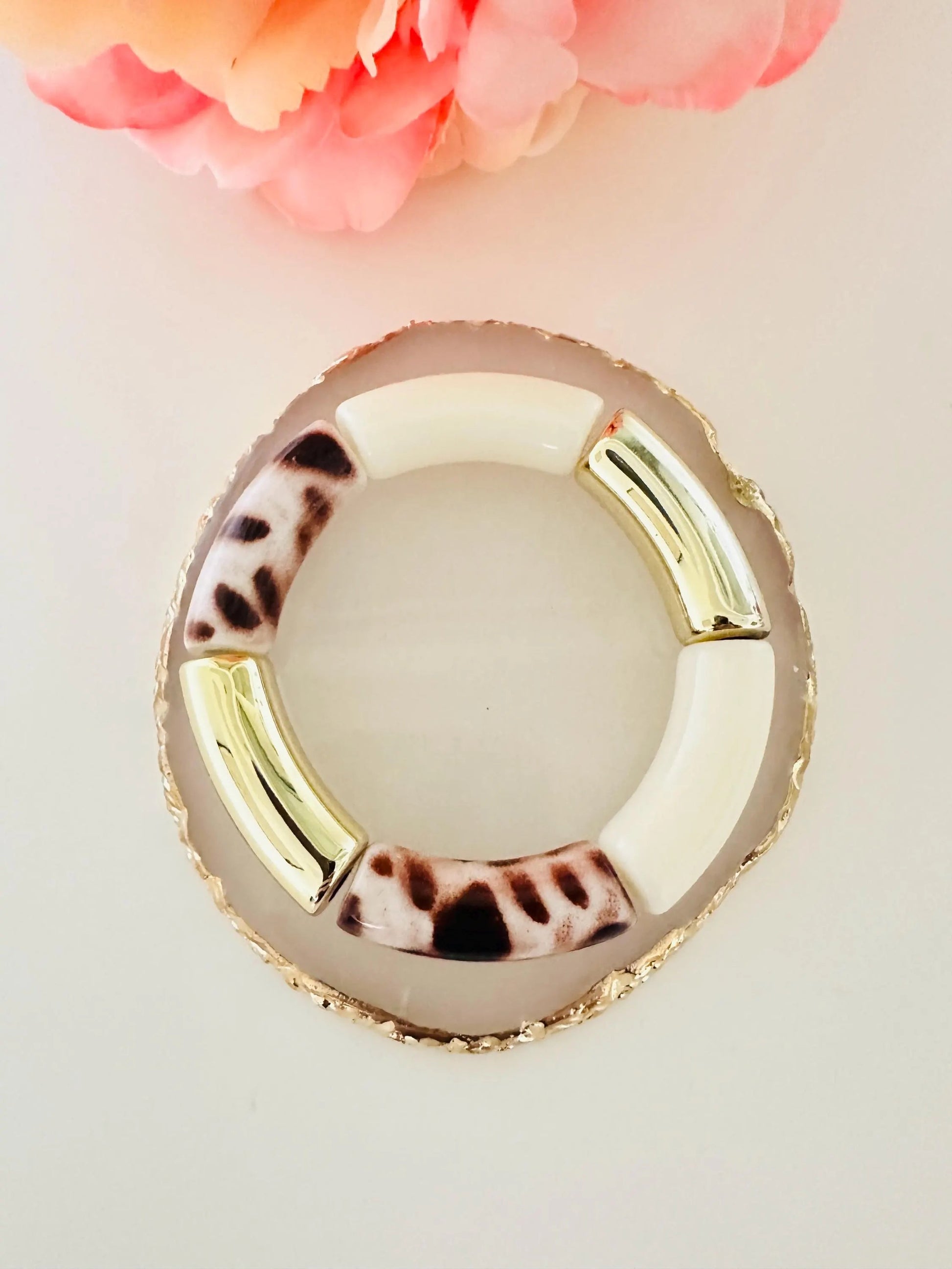 Bracelet VALENTINE en perles tubes acrylique, élastique fait main - Camilmari Bijoux - 1