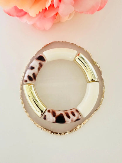 Bracelet VALENTINE en perles tubes acrylique, élastique fait main - Camilmari Bijoux - 1