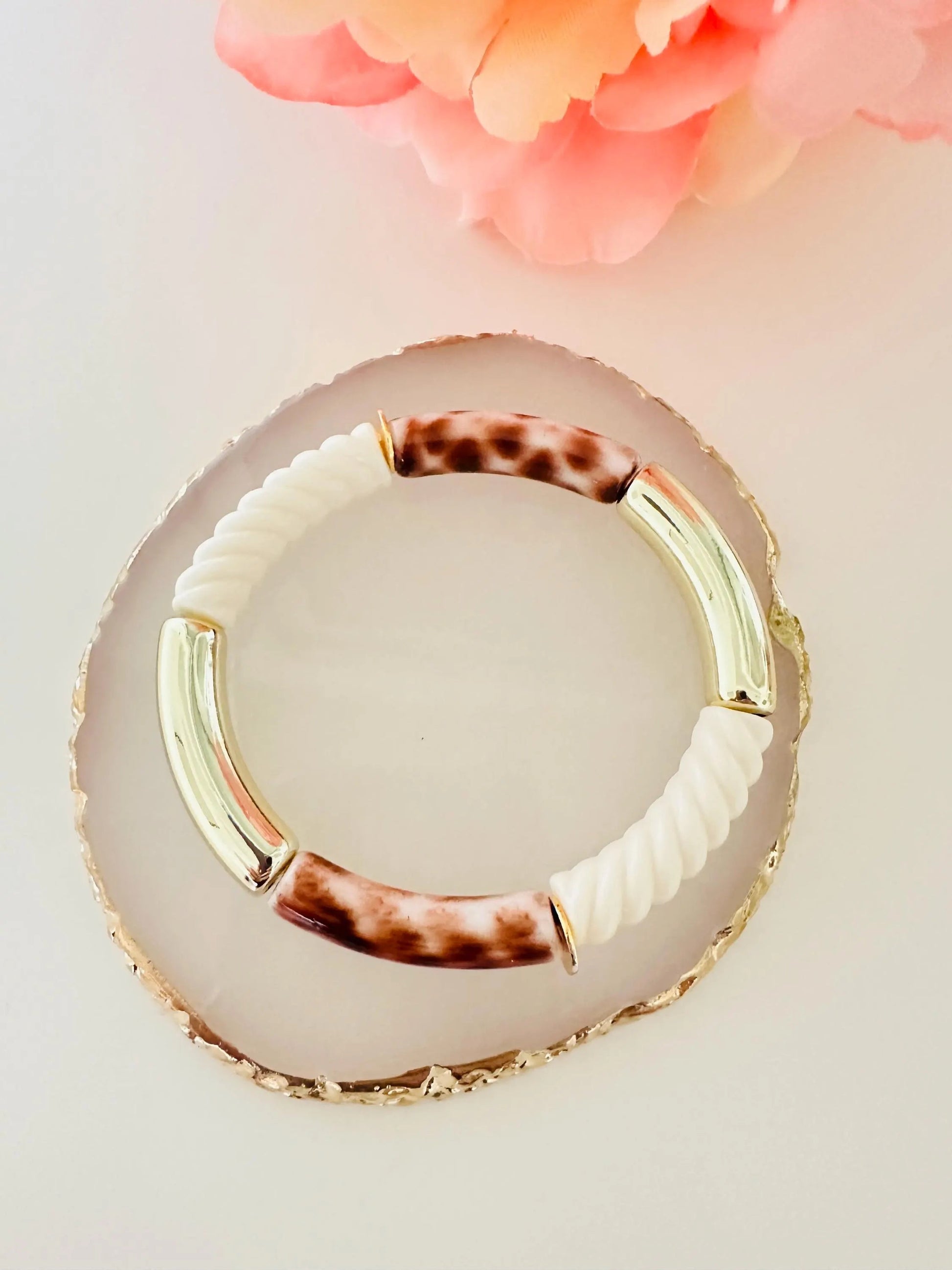 Bracelet VALENTINE en perles tubes acrylique, élastique fait main - Camilmari Bijoux - 4