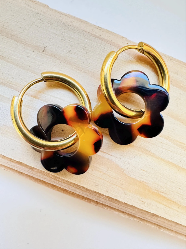  Boucles d’oreilles LAURETTE – Créoles fleurs interchangeables et personnalisables-Boucles d'oreilles-Camilmari Bijoux-Camilmari Bijoux.