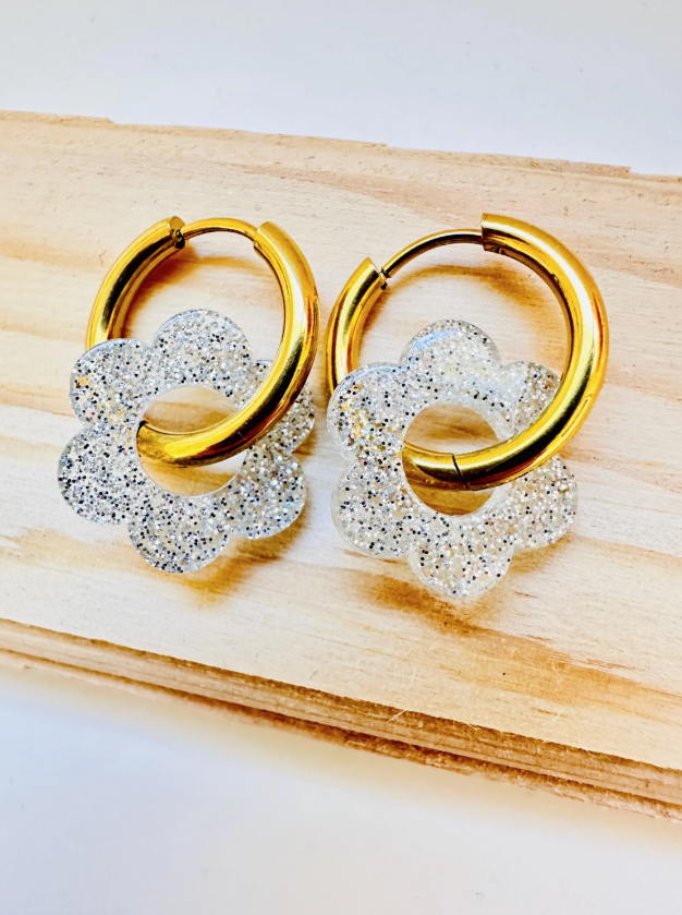  Boucles d’oreilles LAURETTE – Créoles fleurs interchangeables et personnalisables-Boucles d'oreilles-Camilmari Bijoux-Camilmari Bijoux.