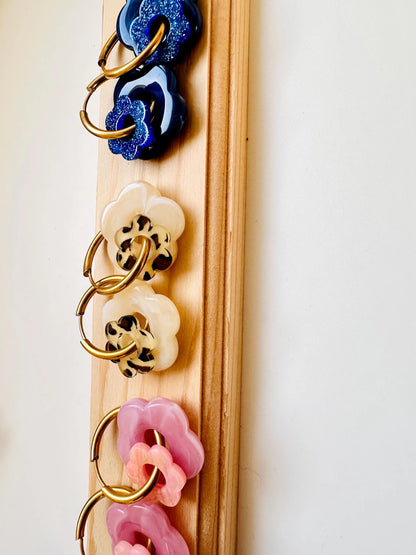  Créoles SOFIANA à doubles fleurs colorées et interchangeables-Boucles d'oreilles-Camilmari Bijoux-Camilmari Bijoux.
