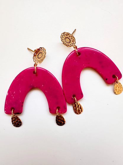  Boucles d'oreilles RAINBOW colorées rose fantaisie faites main-Boucles d'oreilles-Camilmari Bijoux-Camilmari Bijoux.