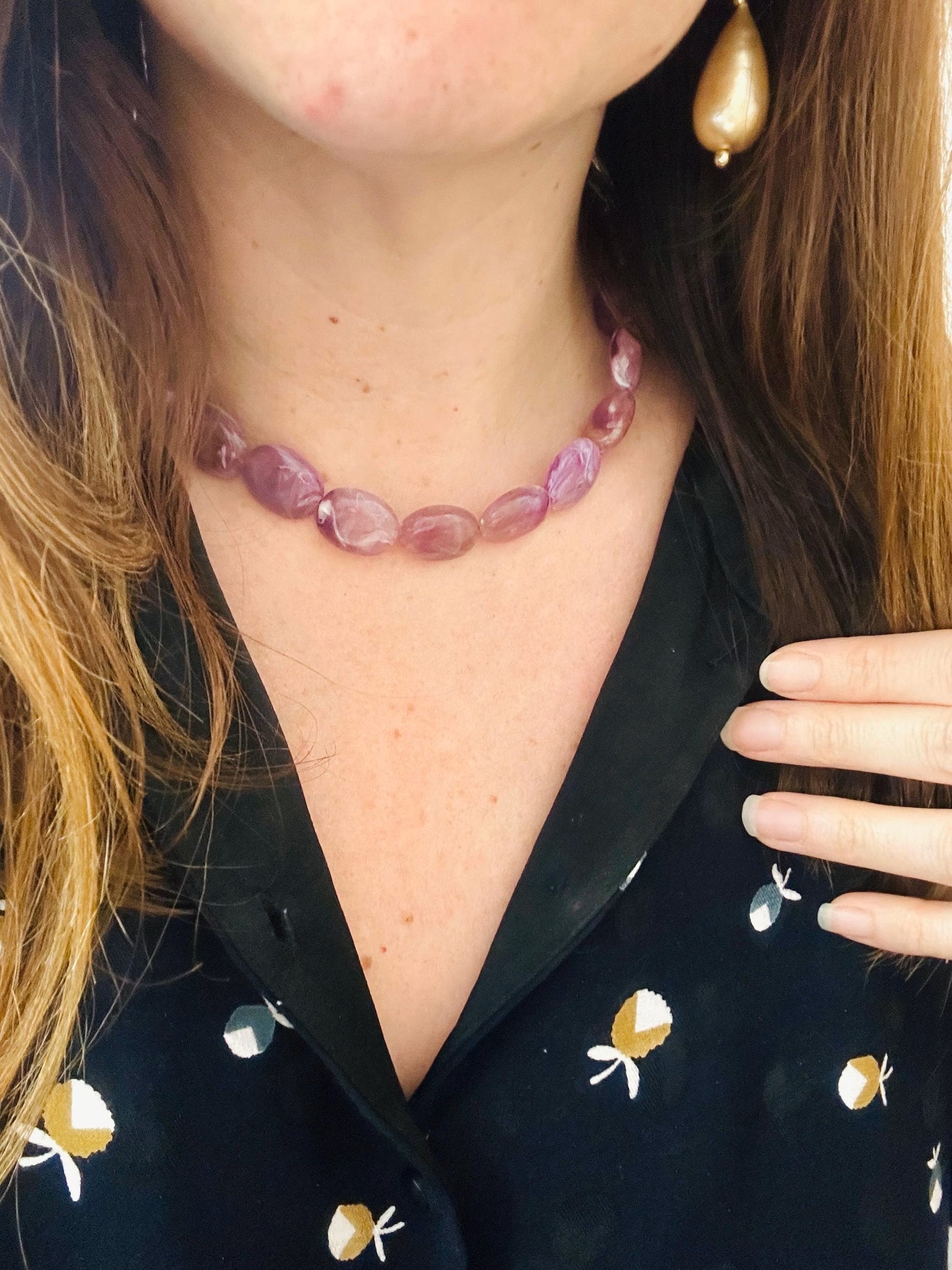  Collier OLIVIA – Collier de perles ovales colorées en acrylique fait main-Colliers-Camilmari Bijoux-Camilmari Bijoux.