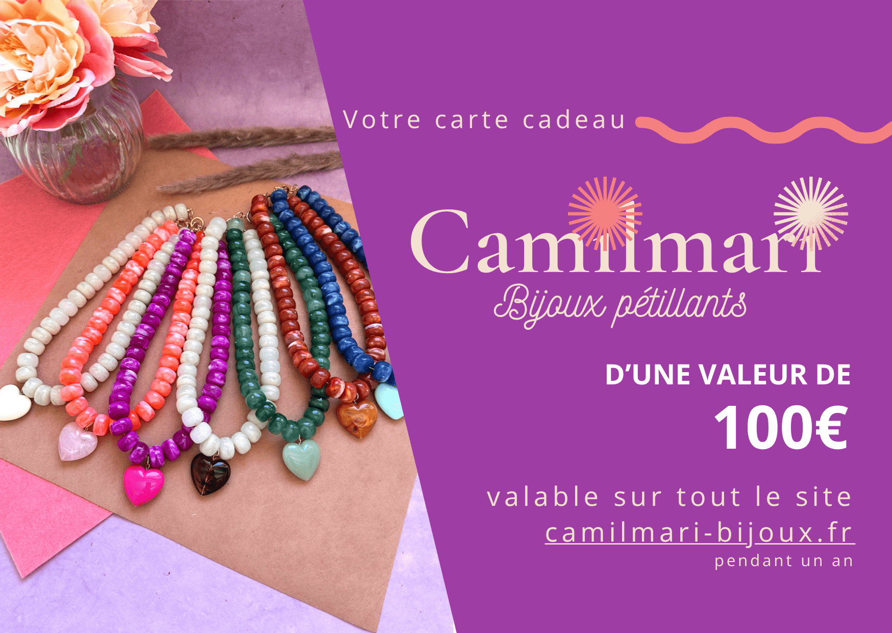 Carte Cadeau Bijoux Fantaisie – Camilmari Bijoux - Camilmari Bijoux - 100