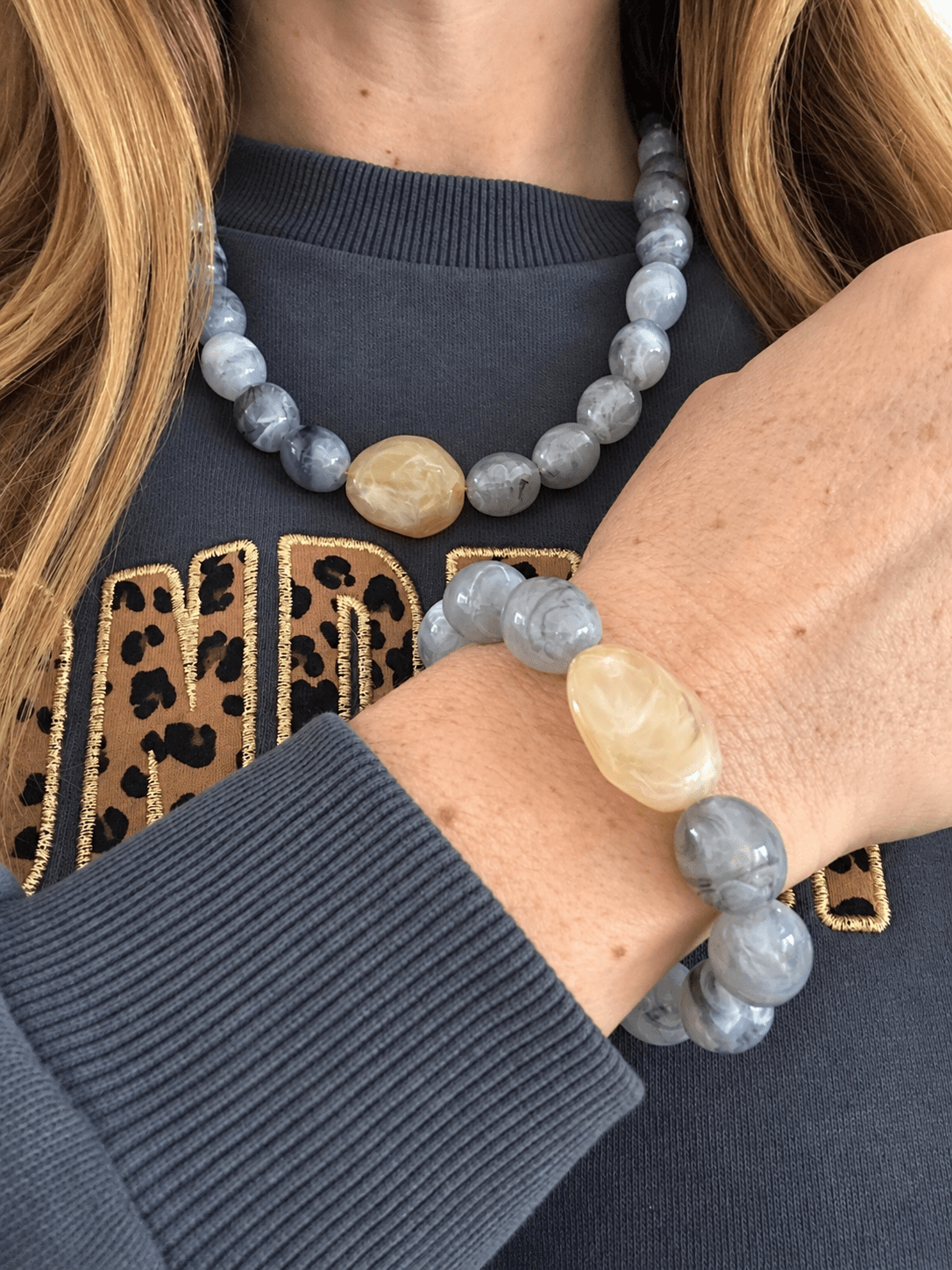 Coffret bijoux femme APOLLINE – Collier + bracelet - Camilmari Bijoux - Chocolat & ambre