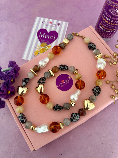 Coffret bijoux femme LISON – Collier + bracelet - Camilmari Bijoux - 15 cm