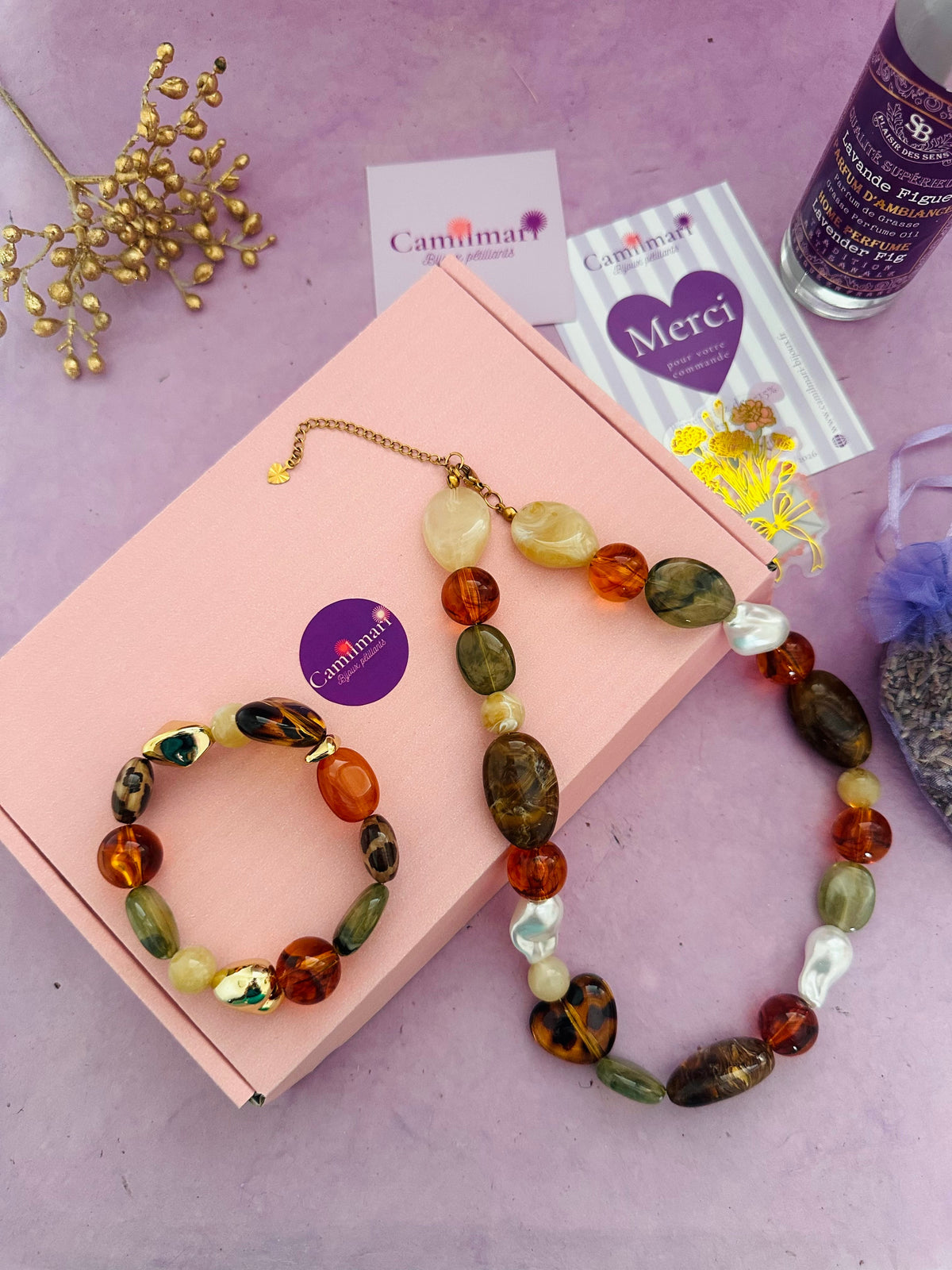 Coffret bijoux femme ZÉLIE – Collier + bracelet - Camilmari Bijoux - 15 cm