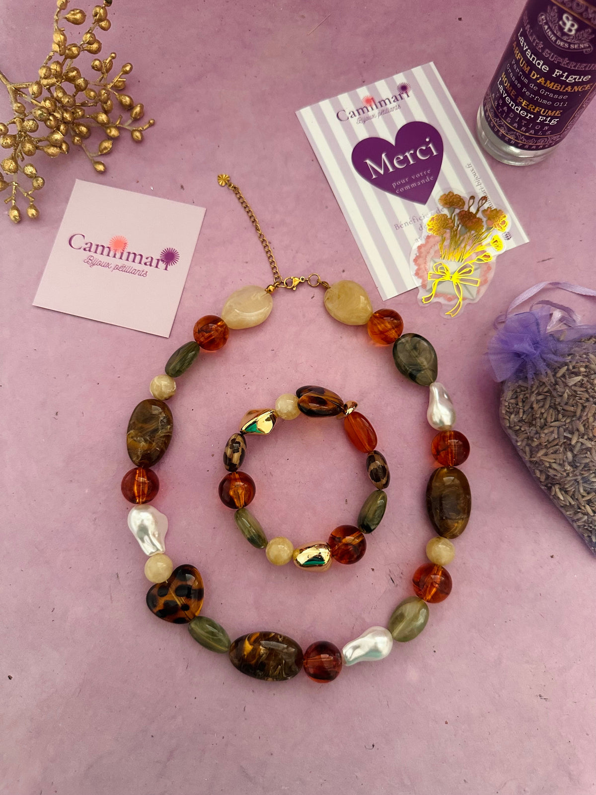 Coffret bijoux femme ZÉLIE – Collier + bracelet - Camilmari Bijoux - 15 cm