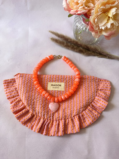 Coffret cadeau fête des mères CLAUDIE - Camilmari Bijoux - Fleuri dans les tons de prune rose pâle orange et bleu canard