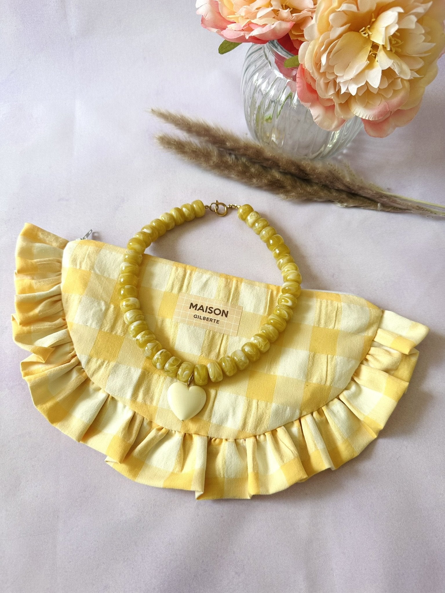 Coffret cadeau fête des mères CLAUDIE - Camilmari Bijoux - Vichy jaune