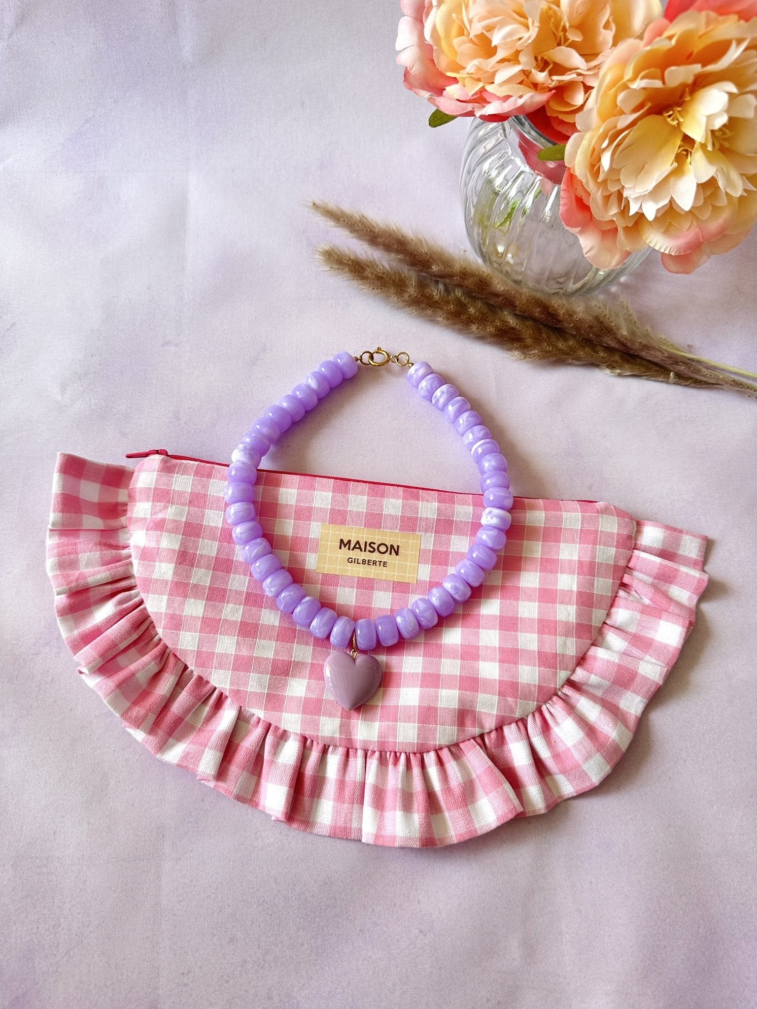 Coffret cadeau fête des mères CLAUDIE - Camilmari Bijoux - Vichy rose