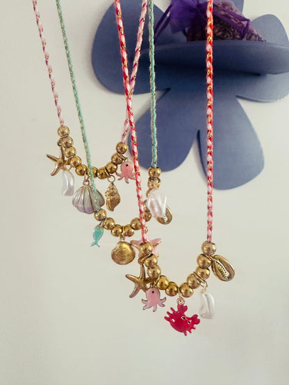 Collier à breloques TAMARA - Camilmari Bijoux - Bleu vert turquoise avec breloques