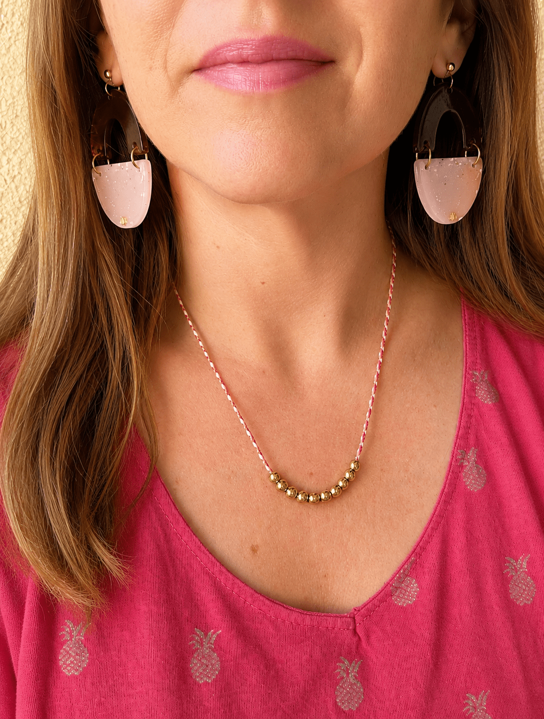 Collier à breloques TAMARA - Camilmari Bijoux - Rouge corail sans breloques