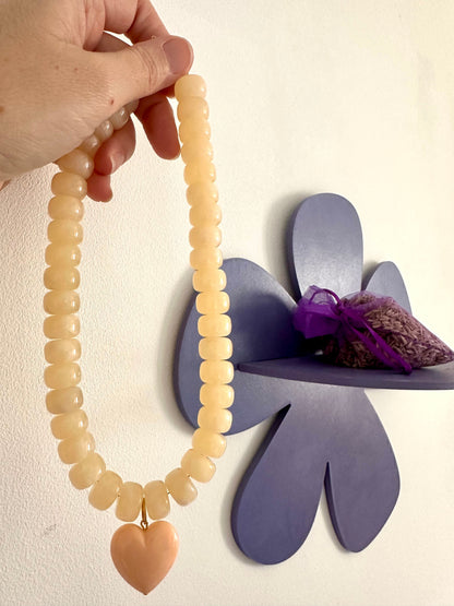 Collier avec coeur CLAUDIE - Camilmari Bijoux - Vert intense marbré