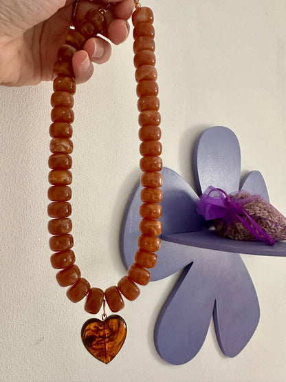 Collier avec coeur CLAUDIE - Camilmari Bijoux - Vert intense marbré