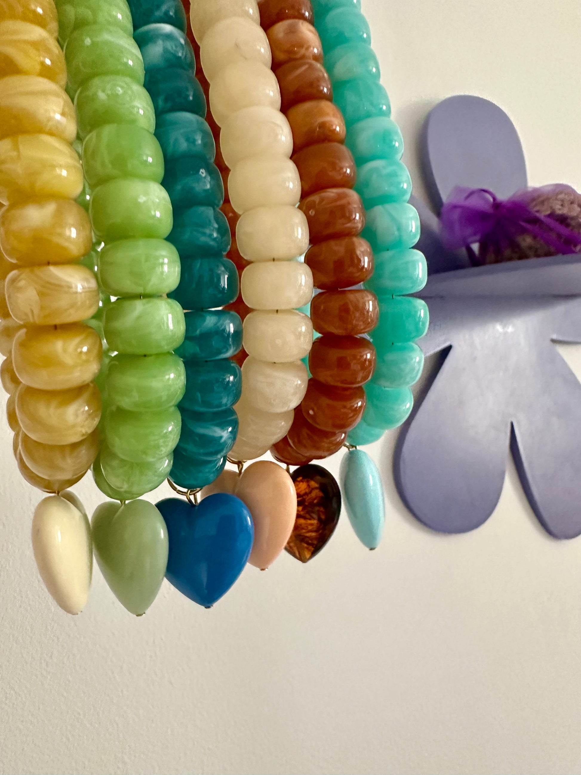 Collier avec coeur CLAUDIE - Camilmari Bijoux - Vert intense marbré