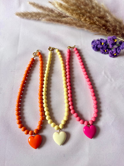 Collier avec un cœur ODETTE - Camilmari Bijoux - Jaune grand coeur écru
