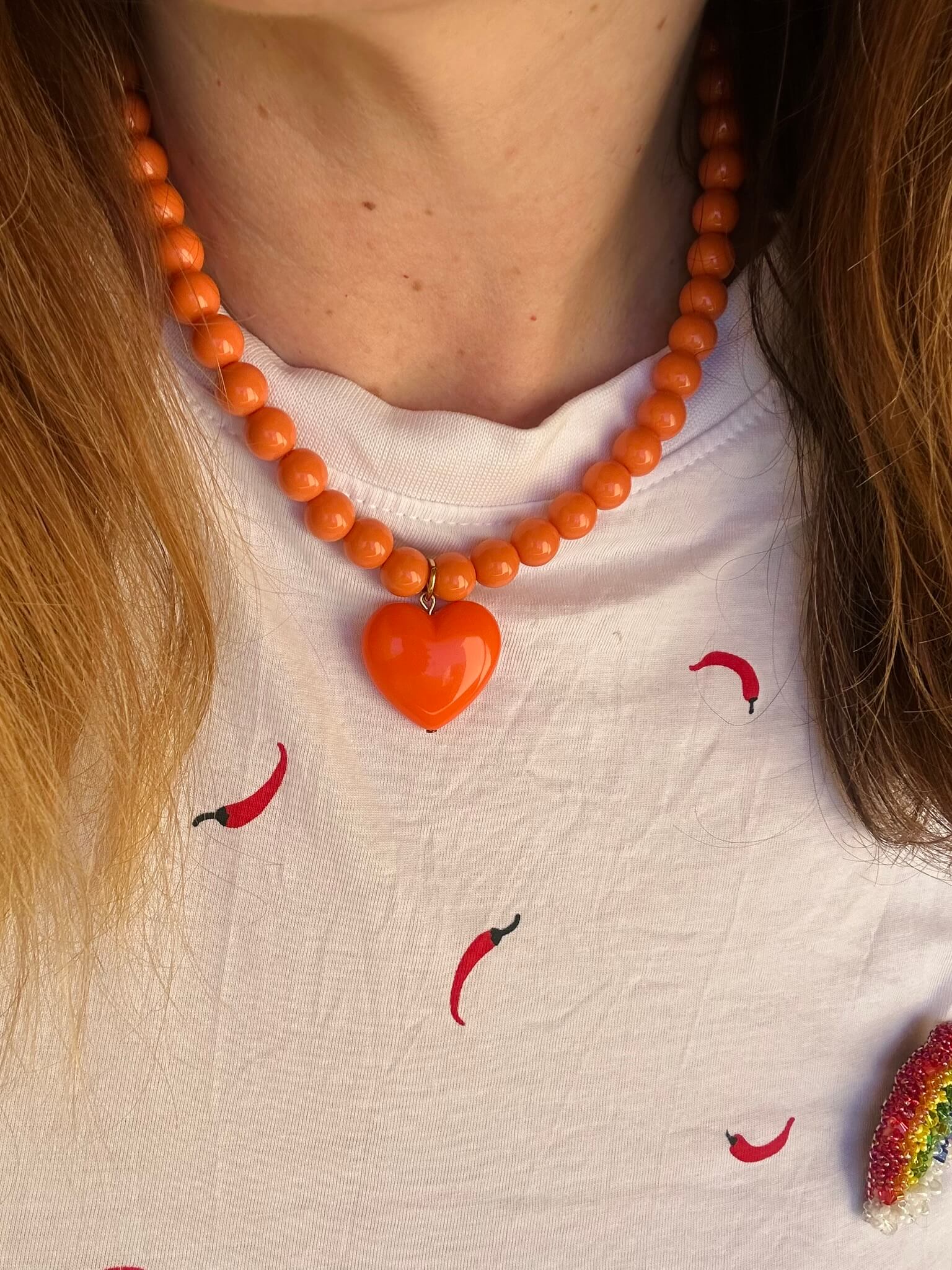 Collier avec un cœur ODETTE - Camilmari Bijoux - Orange