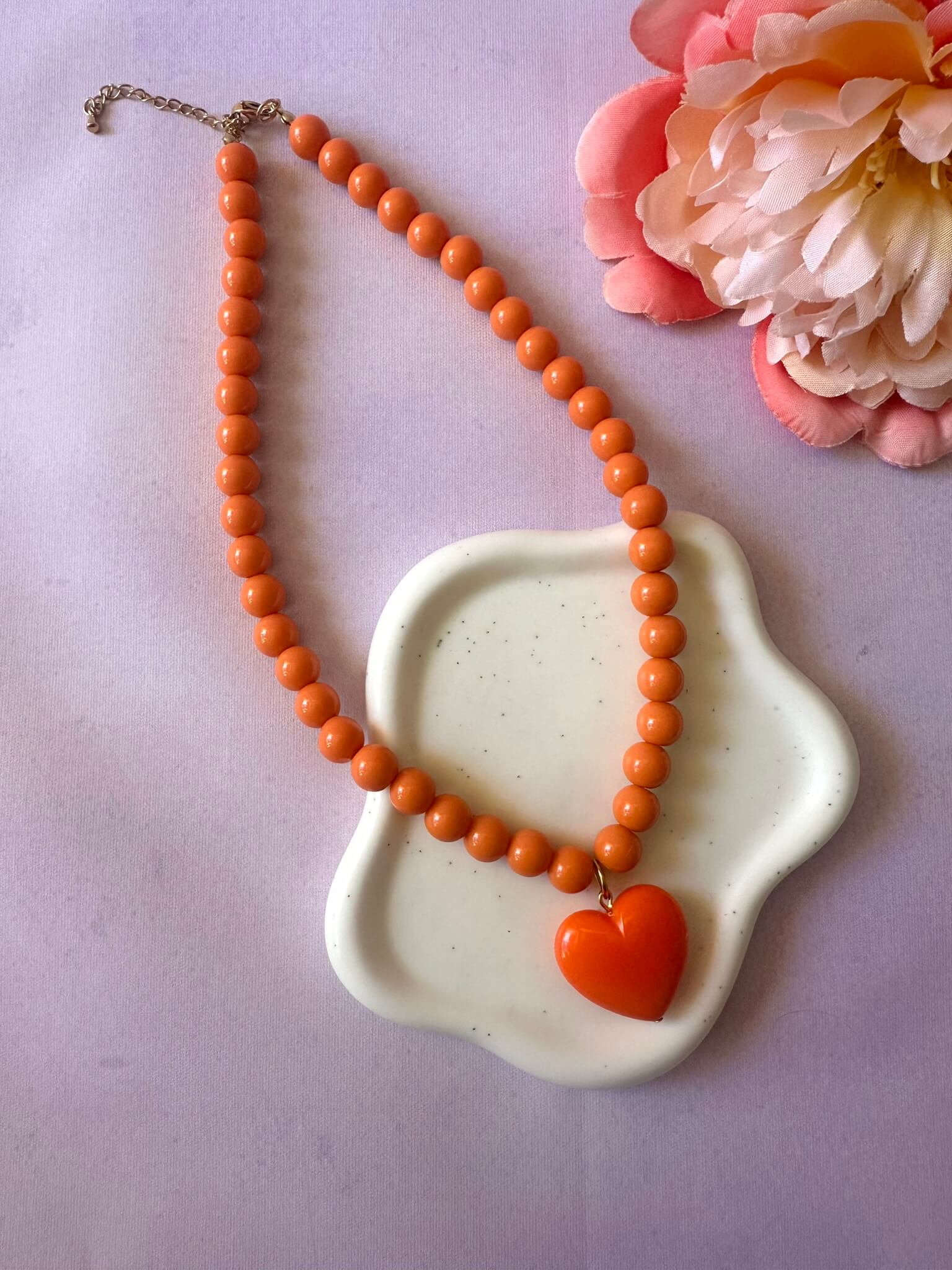Collier avec un cœur ODETTE - Camilmari Bijoux - Orange