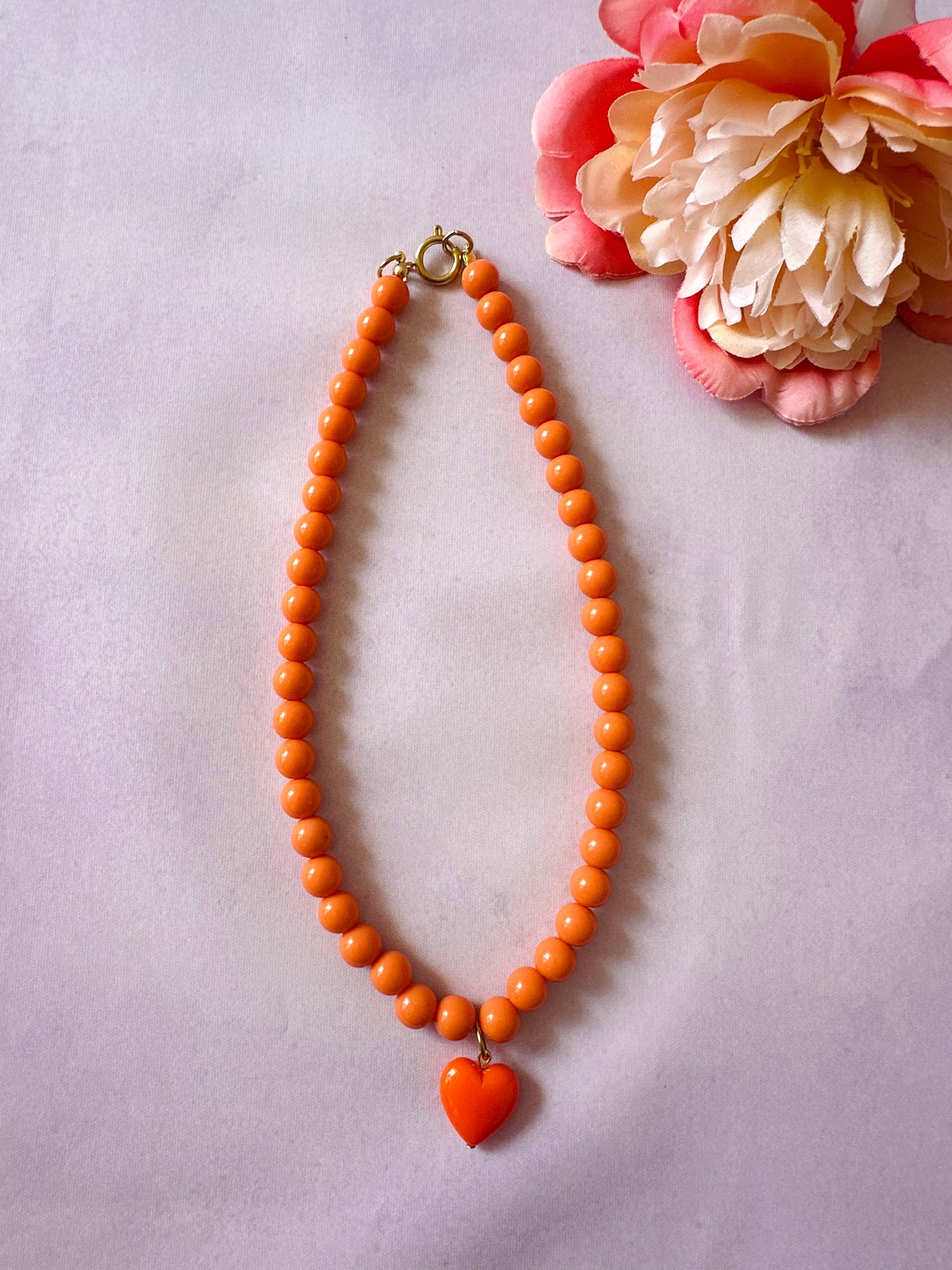 Collier avec un cœur ODETTE - Camilmari Bijoux - Orange