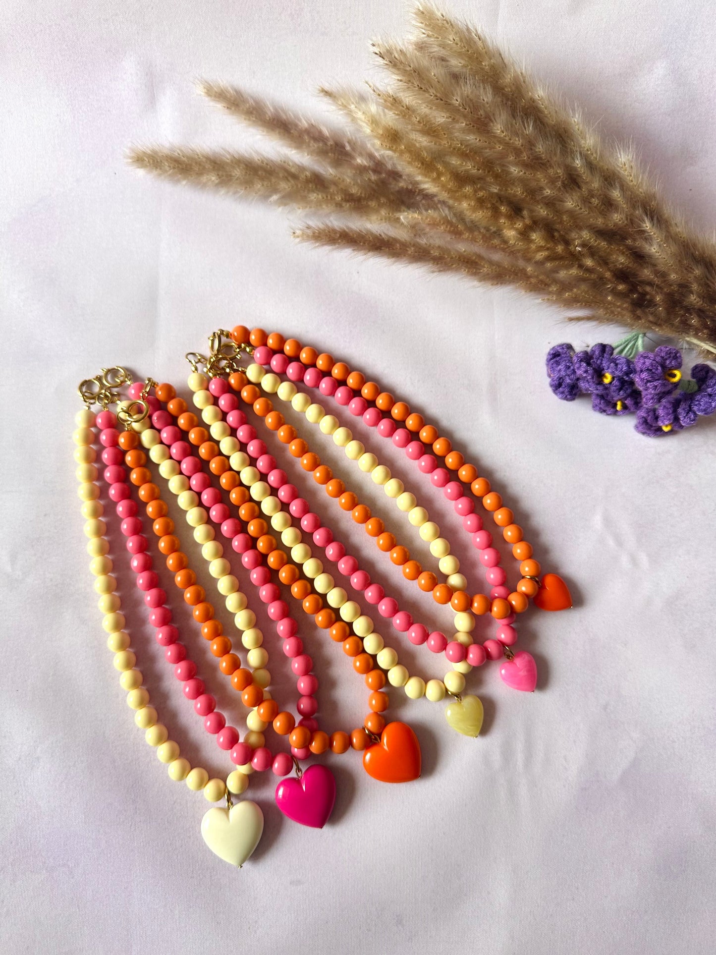 Collier avec un cœur ODETTE - Camilmari Bijoux - Orange petit coeur orange