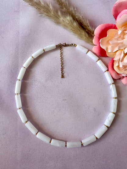 Collier blanc fantaisie LUDIVINE - Camilmari Bijoux - 