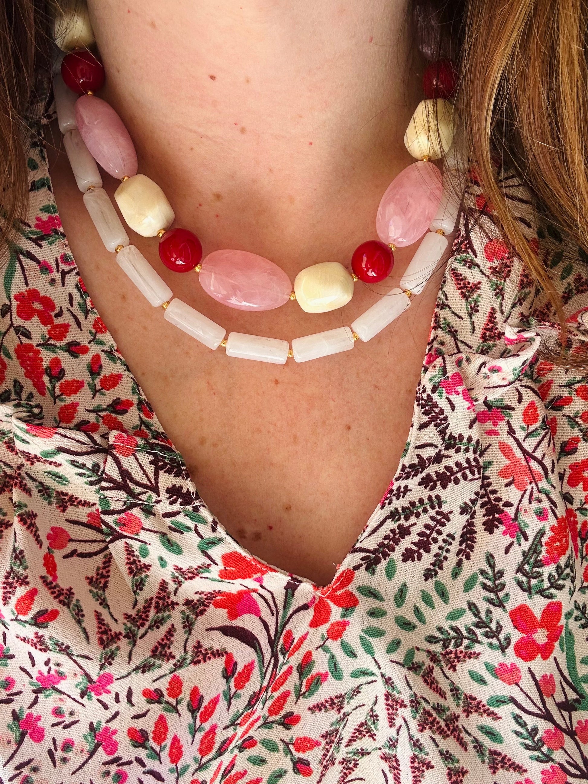 Collier blanc fantaisie LUDIVINE - Camilmari Bijoux - 