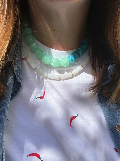 Collier blanc fantaisie LUDIVINE - Camilmari Bijoux - 