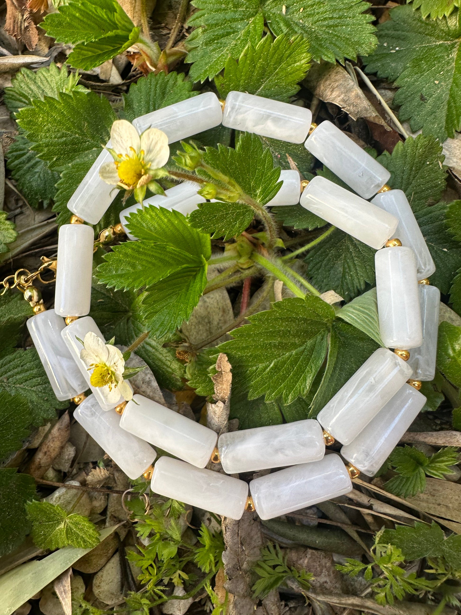 Collier blanc fantaisie LUDIVINE - Camilmari Bijoux - 