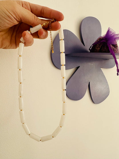 Collier blanc fantaisie LUDIVINE - Camilmari Bijoux - 