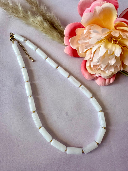 Collier blanc fantaisie LUDIVINE - Camilmari Bijoux - 