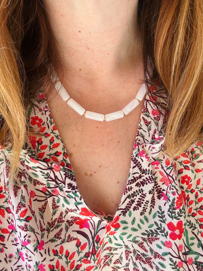 Collier blanc fantaisie LUDIVINE - Camilmari Bijoux - 