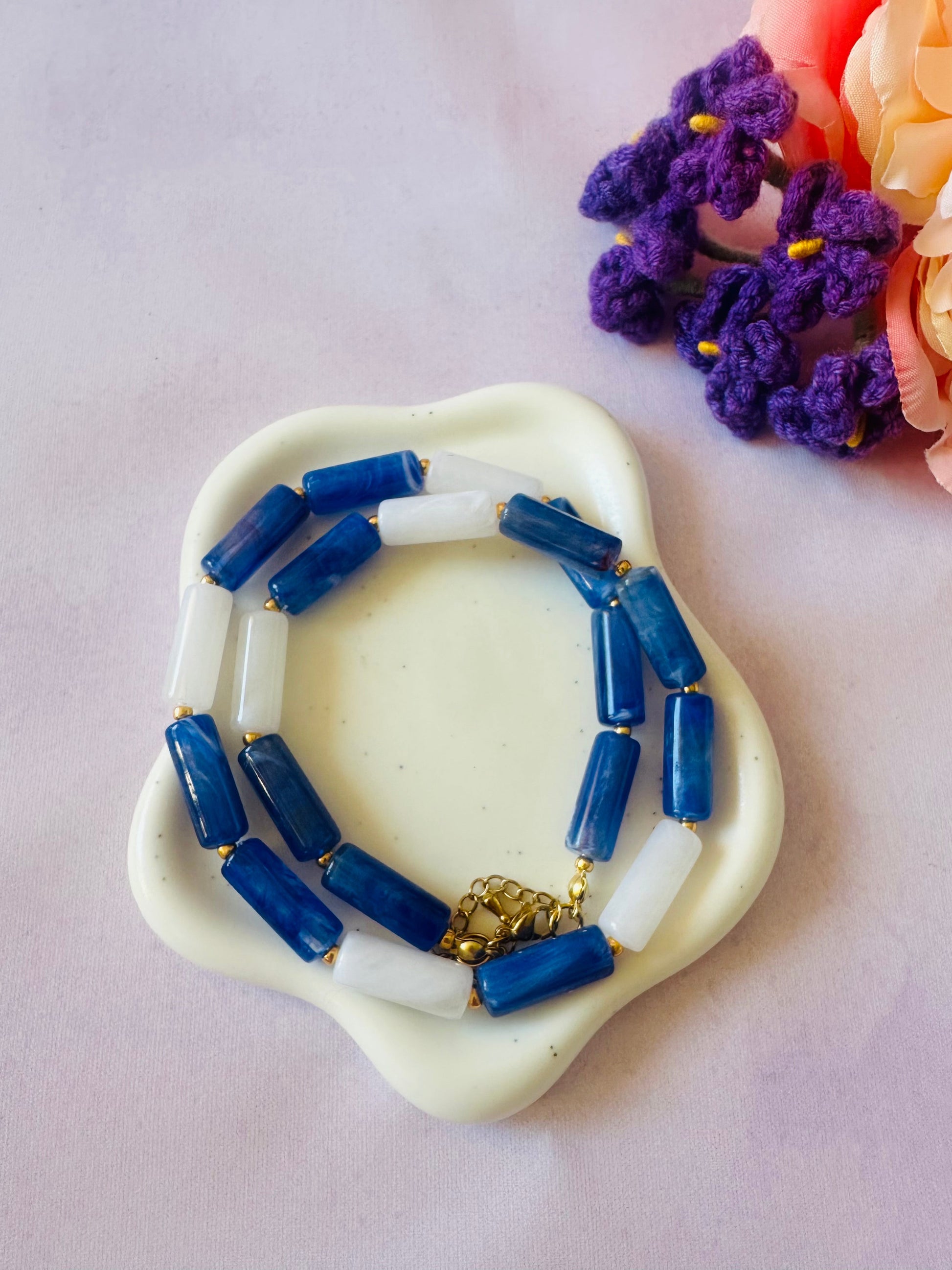 Collier blanc fantaisie LUDIVINE - Camilmari Bijoux