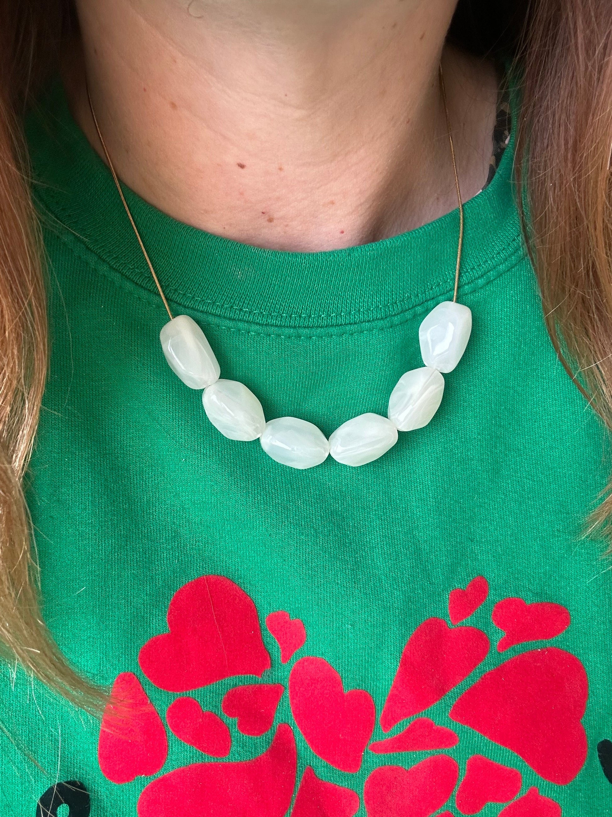 Collier chaine et perles MELIE - Camilmari Bijoux - Beige écru