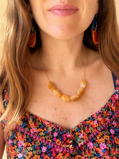 Collier chaine et perles MELIE - Camilmari Bijoux - Jaune ocre