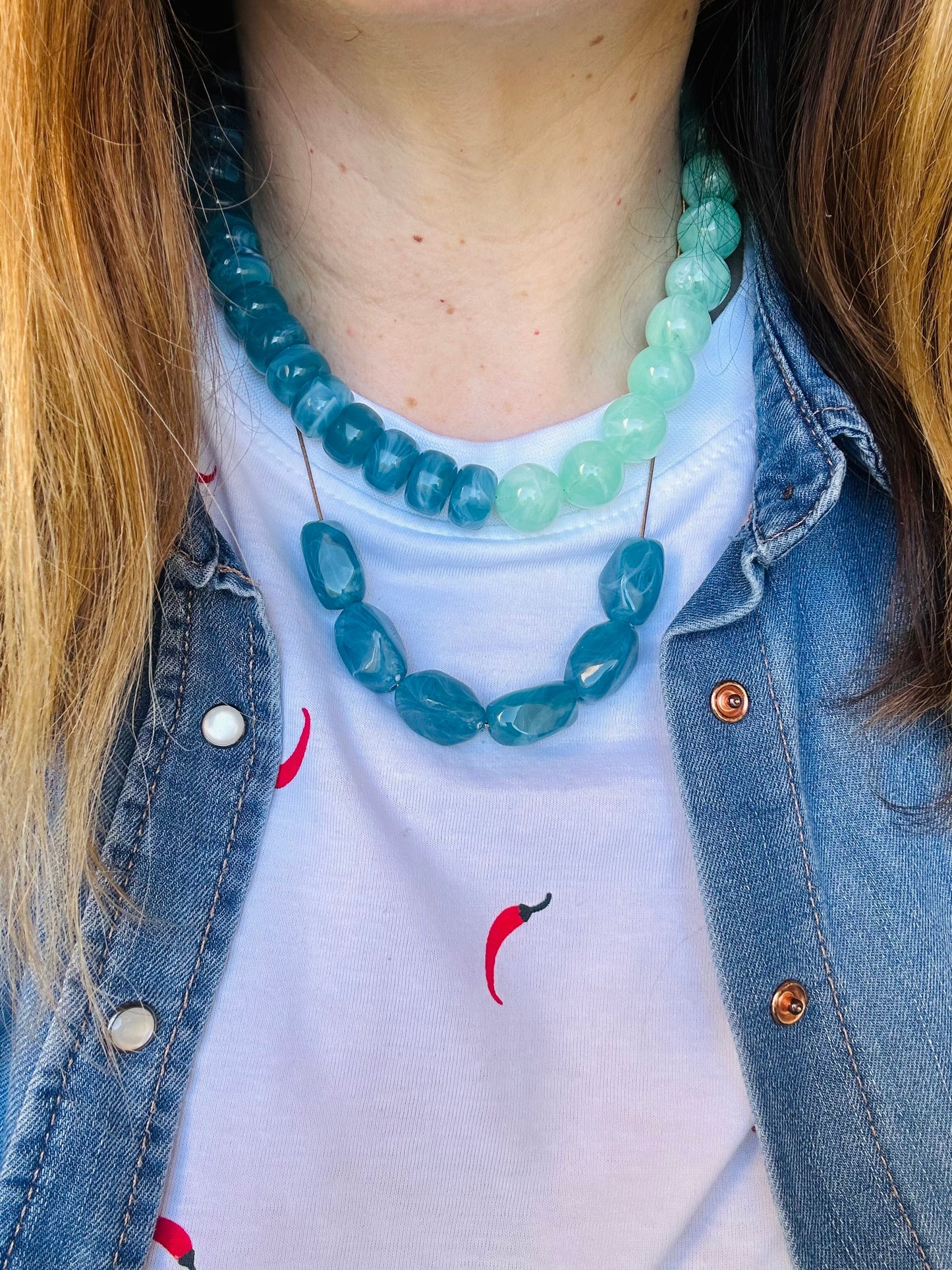 Collier chaine et perles MELIE - Camilmari Bijoux - Violet framboise