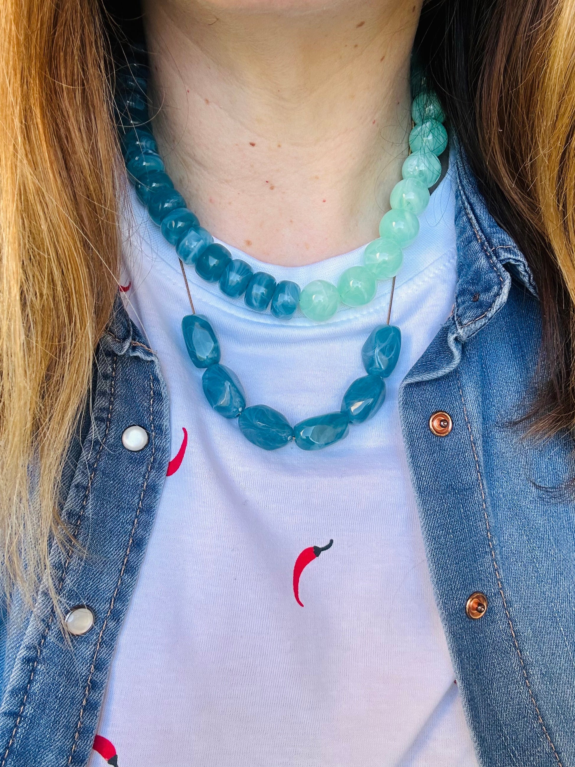 Collier chaine et perles MELIE - Camilmari Bijoux - Violet framboise