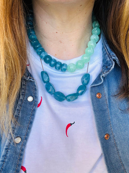 Collier chaine et perles MELIE - Camilmari Bijoux - Violet framboise