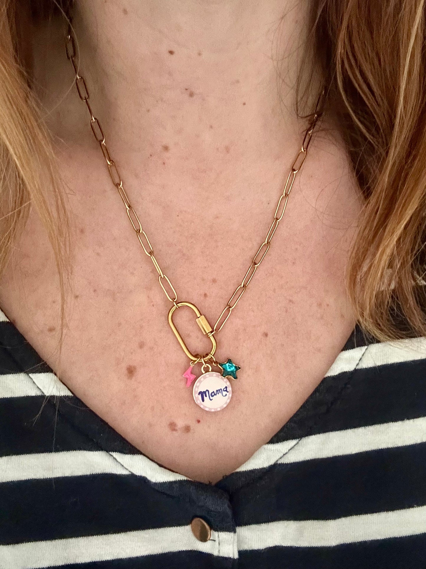 Collier charms acier inoxydable CLEA - Camilmari Bijoux - Médaillon Mama