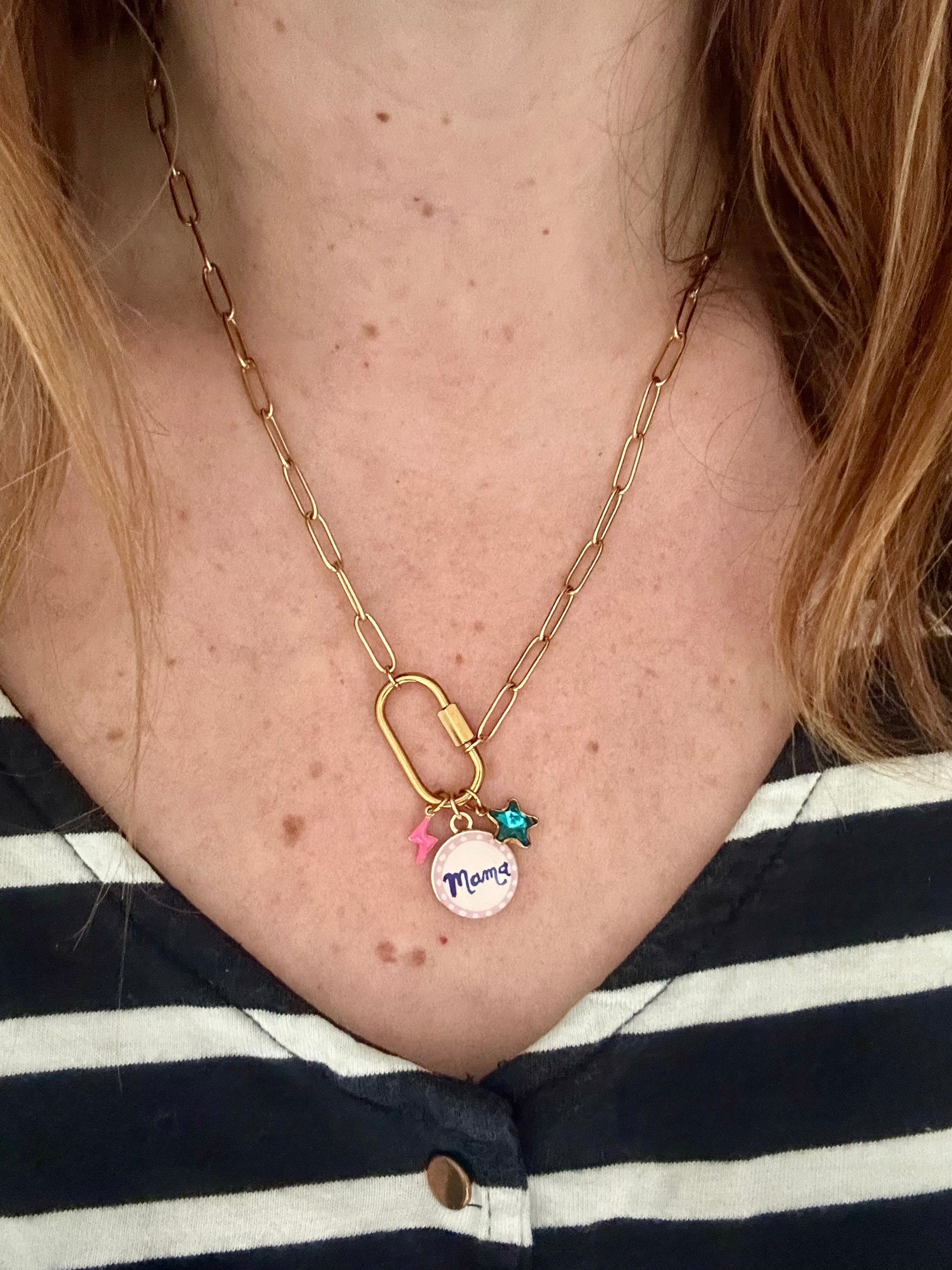 Collier charms acier inoxydable CLEA - Camilmari Bijoux - Médaillon Mama