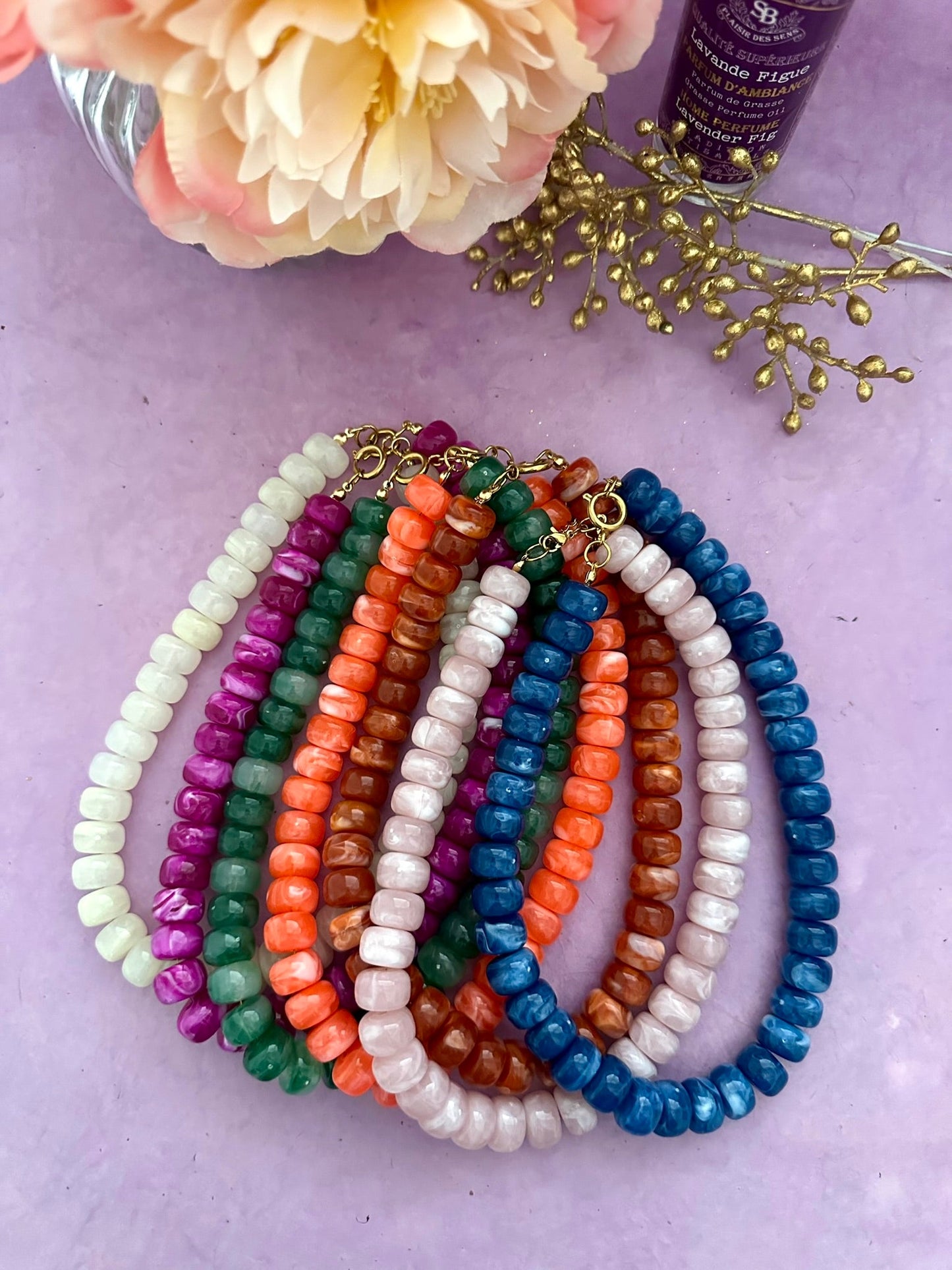 Collier CLAUDIA – Collier de perles coloré et moderne - Camilmari Bijoux - Corail marbré