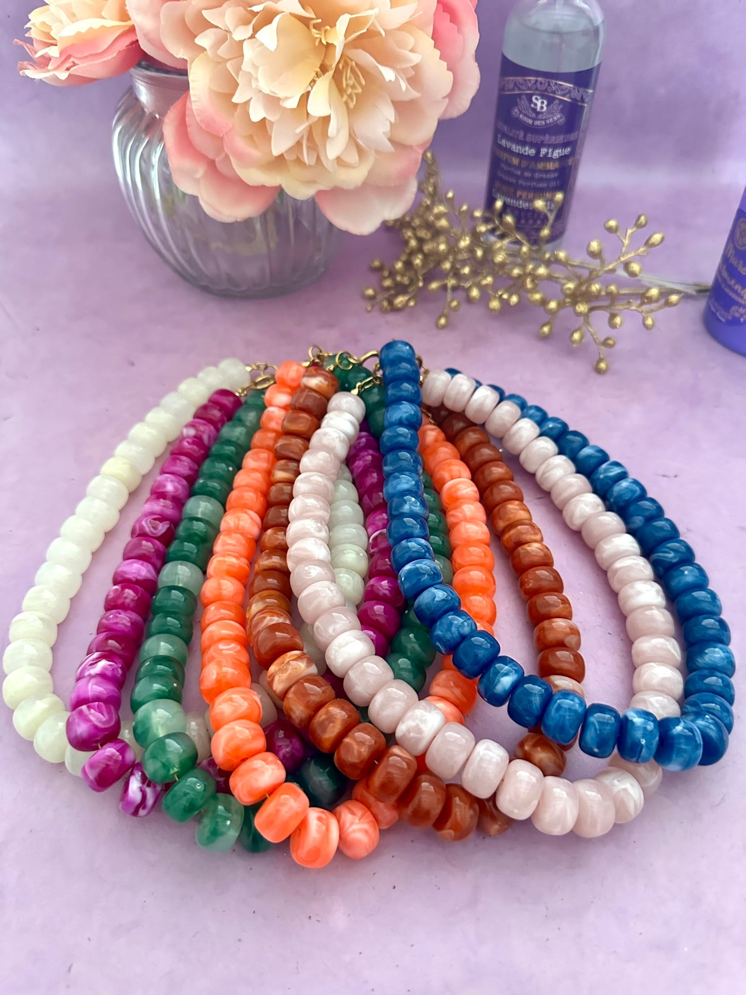 Collier CLAUDIA – Collier de perles coloré et moderne - Camilmari Bijoux - Corail marbré