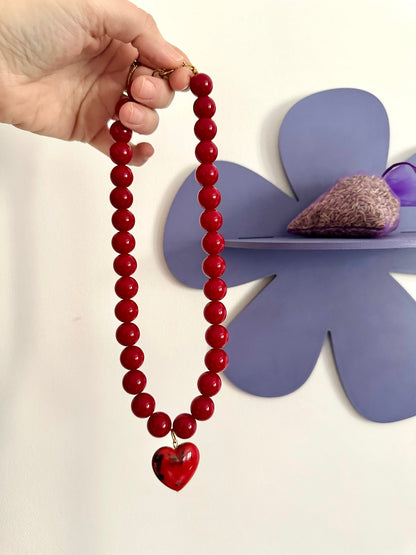 Collier coeur rouge VALENTINA - Camilmari Bijoux - 