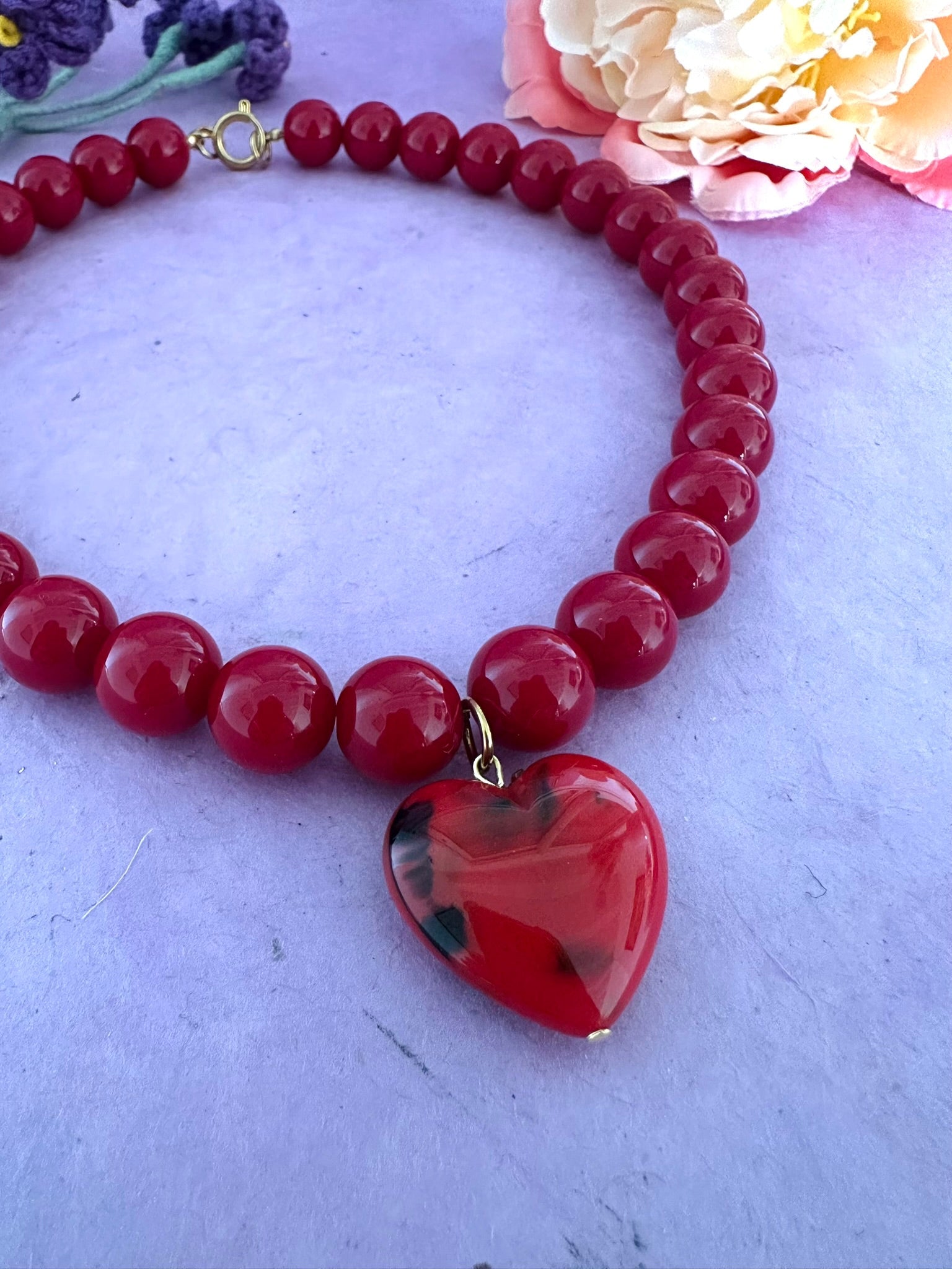 Collier coeur rouge VALENTINA - Camilmari Bijoux - 
